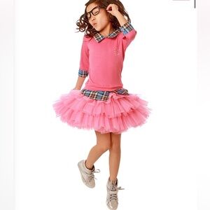 Ooh! La La! Couture Candy Pink Plaid Collar Shirt Dress